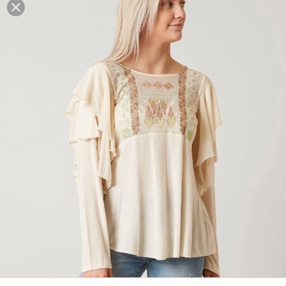 Free People Long Sleeve Flutter Top